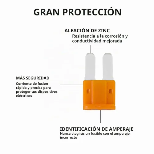 Vista 2 de Kit de fusibles MuHize Micro2 - 35 piezas de fusibles Micro2 tipo cuchilla (5A, 7.5A, 10A, 15A, 20A, 25A, 30A) con herramienta extractora