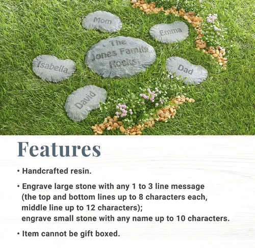 Vista 3 de Let's Make Memories Piedras de jardín familiares Rockin' personalizadas, decoración de jardín, tamaño pequeño, nombres personalizados