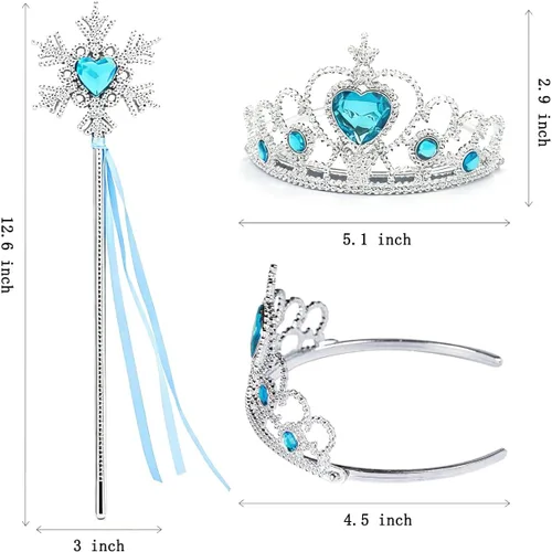 Vista 3 de Kuzhi Juego de tiara y varita de corona princesa Elsa - Joya de corazón de plata