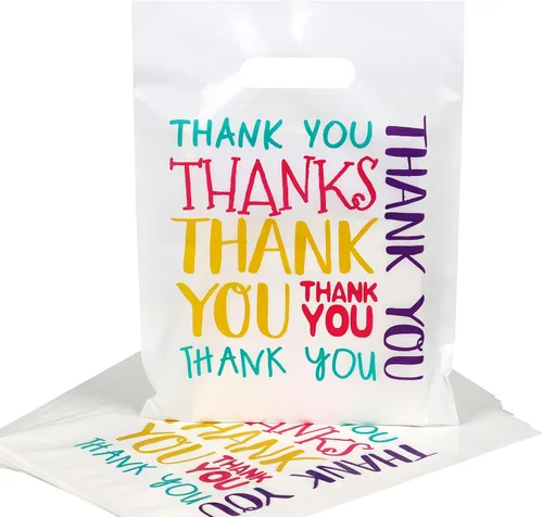 Vista 14 de POPGIFTU Bolsas de agradecimiento florales con asas, bolsa de plástico de 12 x 15 pulgadas, paquete de 100 – Boutique, regalo, recuerdo de fiesta