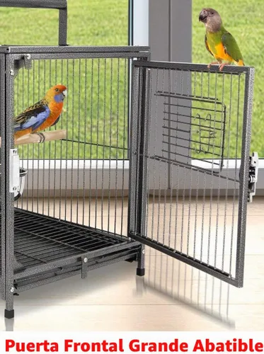 Vista 4 de Jaula portadora portátil de loro para pájaros veterinarios de viaje Negro
