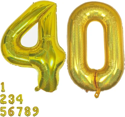 Vista 8 de DIWULI Globos dorados de 40 pulgadas – Globo grande del número 2, globos dorados grandes, decoraciones de fiesta de cumpleaños de helio, suministros
