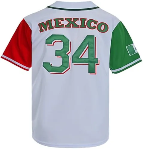 Vista 3 de Kynkow México 34 Botón Down Jersey Manga Corta Hipster Niños Hip Hop Baseball Jersey