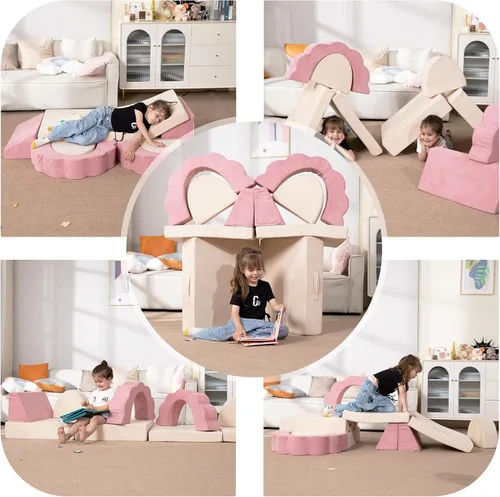 Vista 5 de LOAOL Sofá de Juego para Niños 10 Piezas, Sofá de Juego Modular para Niños, Sofá de Espuma Multifuncional para Niños Pequeños, Sofá de Juego