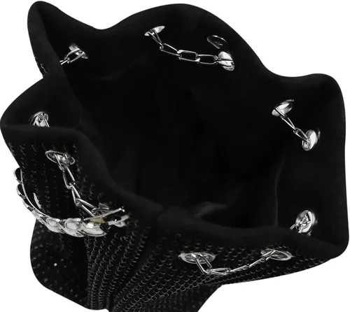 Vista 7 de Bolso de mano de noche con diamantes de imitación para mujer, con cordón brillante, bolso de hombro cruzado para baile de graduación