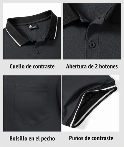 Vista 5 de GEEK LIGHTING Paquete de 3 camisas polo de manga corta con bolsillo para Negro Gris Armygreen