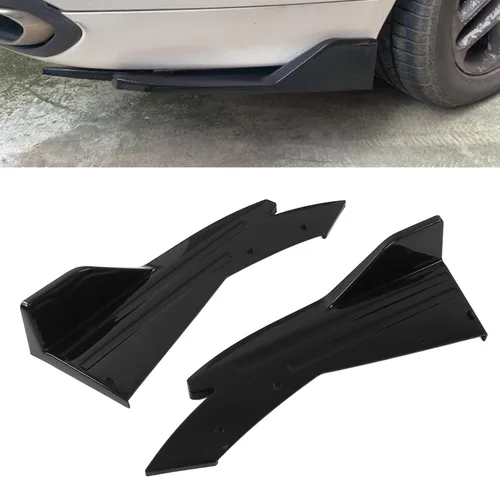 Vista 2 de Fydun 2 unids brillante negro coche parachoques trasero canard labio lateral falda divisor alerón universal