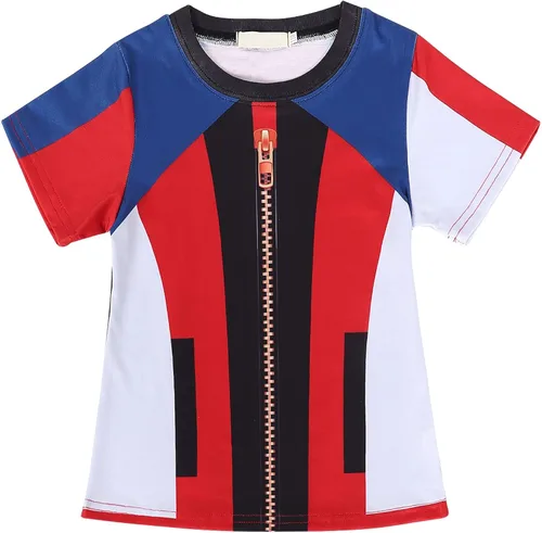 Vista 4 de HenzWorld Disfraz de princesa Mal Evie para niñas disfraz de Navidad fiesta de cumpleaños cosplay peluca de ropa de dragón