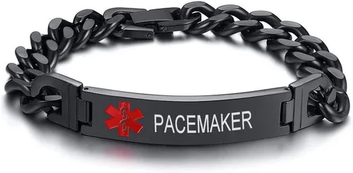 Vista 9 de VNOX Pulsera de identificación de alerta médica con grabado gratuito para hombres y mujeres, etiqueta médica, cadena de eslabones de acero inoxidable