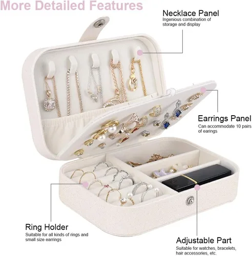 Vista 3 de Joyero Homchen de viaje, caja para guardar las joyas, para collares, pendientes, anillos y pulseras