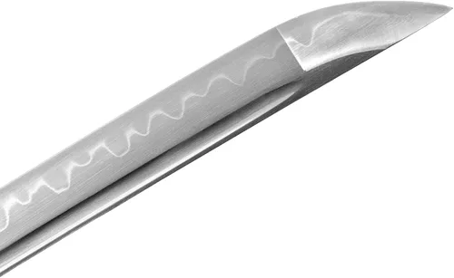 Vista 4 de Espada samurái real forjada a mano con acero T10 templado con arcilla, espada Katana de espiga completa afilada, 41 pulgadas Full Tang Katana