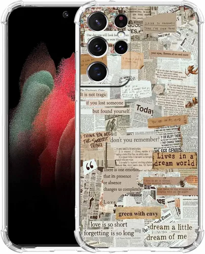 Vista 59 de Funda de collage estético para Samsung Galaxy S21, patrón de citas positivas, funda de TPU suave de moda compatible con Galaxy S21