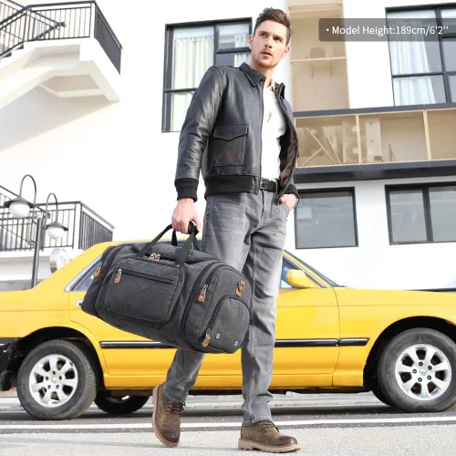 Vista 3 de Gonex Bolsa de lona para viaje de 50 L Compartimento gris oscuro para zapatos