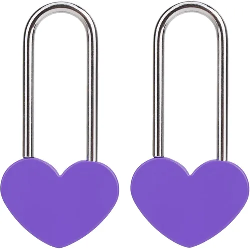 Vista 23 de Candado de amor VeYocilk de 3.5" 50mm en forma de corazón, candado de corazón negro para deseos de amor, ideal para bodas, San Valentín