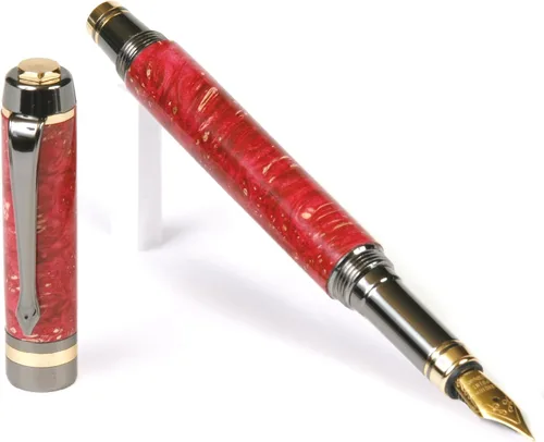 Vista 18 de Lanier Pens Pluma estilográfica Elite - Gun Metal - Negro y Blanco Ébano