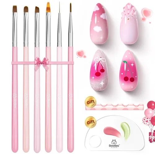Vista 10 de Beetles Gel Polish Pinceles para arte de uñas, 6 bolígrafos de diseño de A-Multicolor-6