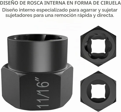 Vista 5 de Eapele Juego de extractor de tornillos, enchufes giratorios para removedor de tuercas peladas, se ajusta a unidad cuadrada de 3/8 pulgadas