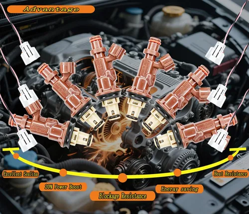 Vista 8 de Juego de 6 inyectores de combustible con conector arnés de enchufe de repuesto para Toyota 1999-2004 Tacoma 2000-2004 Tundra 3.4L 1999-2002 4Runner