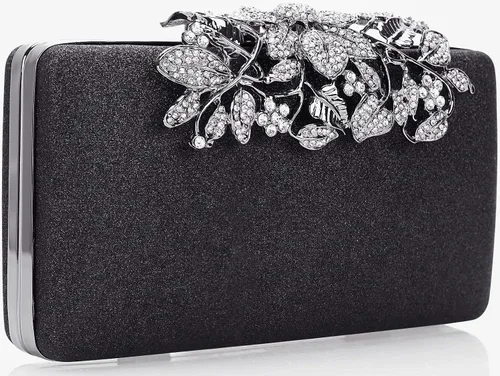 Vista 2 de Dexmay - Bolso de mano con diamantes de imitación con cierre floral de cristal, bolso de noche formal para mujer