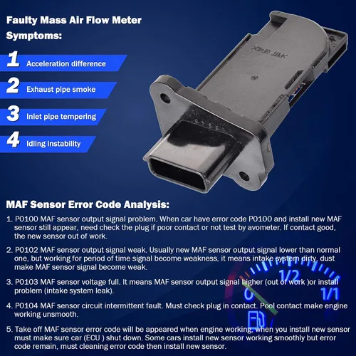Vista 21 de Medidor de sensor de flujo de aire masivo MAF compatible con Ford con E-150 4.6L, 5.4L 2004-2014, para Ford E-150 Club Wagon 5.4L Reemplazo