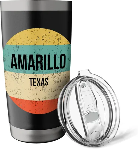 Vista 5 de Camisa Amarillo Texas Vaso aislado de acero inoxidable amarillo Negro
