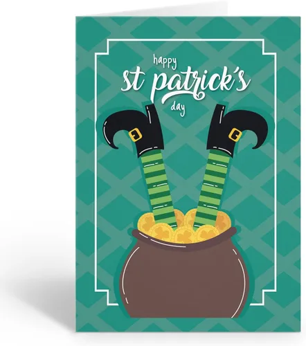 Vista 16 de Stonehouse Collection Surtido de tarjetas de felicitación del día de San Patricio, tarjetas irlandesas de la suerte, trébol, duende, decoraciones