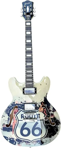 Vista 2 de Grote Guitarra eléctrica a escala completa, cuerpo semihueco, trastes de acero inoxidable (66 rutas)