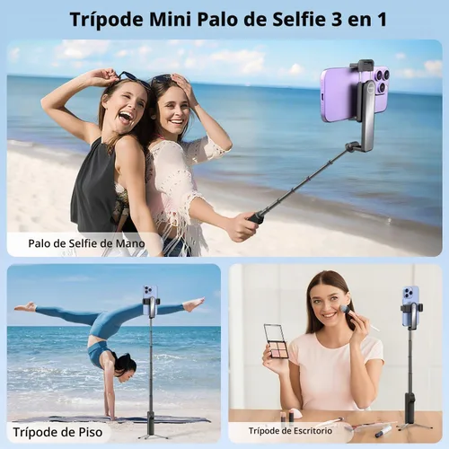 Vista 2 de yAyusi Mini trípode extensible para selfie stick con control remoto, trípode portátil de tamaño de bolsillo para iPhone, pequeño y compacto