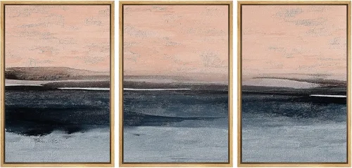 Vista 43 de NWT Lienzo enmarcado para pared, juego de arte en acuarela pastel, bosque de montaña oscura, naturaleza silvestre, ilustraciones de arte moderno