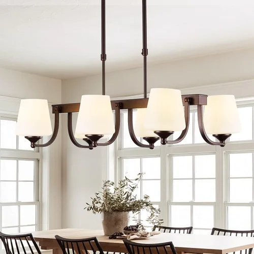 Vista 16 de Lámpara de comedor de níquel cepillado, moderna lámpara plateada con vidrio esmerilado, 3 luces de metal para isla de cocina, lámparas colgantes E26