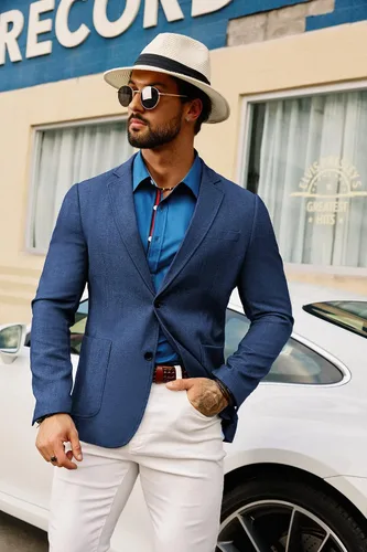 Vista 3 de GRACE KARIN Chaquetas de traje casual para hombre, abrigos deportivos ligeros de 2 botones