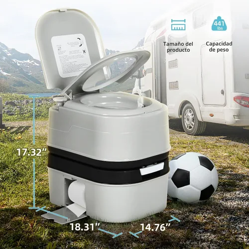 Vista 6 de YITAMOTOR Baño portátil de 6.34 galones para acampar con colección de papel Gris