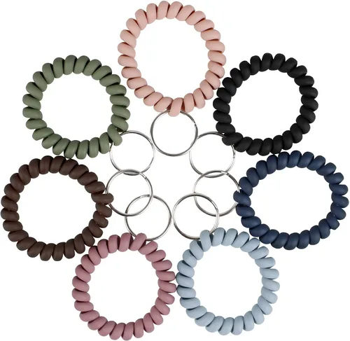 Vista 6 de BIHRTC Llavero de muñeca con resorte flexible espiral de muñeca de bobina de sauna llavero