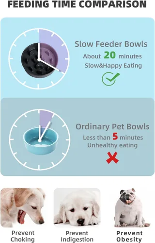 Vista 2 de Ceramic Fun - Cuenco de alimentación lenta de porcelana, cuenco de comedero lento para perros medianos (negro)