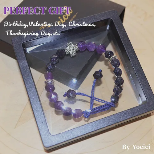Vista 25 de Pulseras de la amistad, pulsera de obsidiana negra arcoíris para mujeres y hombres, 0.394 pulgadas (0.394 in), ojo de tigre, hematita y cristal