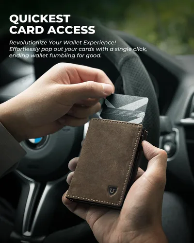 Vista 6 de Billetera para hombre para AirTag, billetera AirTag desplegable para hombre para Apple AirTag, cuero de fibra de carbono, inteligente, delgada