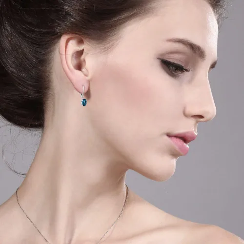 Vista 3 de Gem Stone King Aretes colgantes ovalados de plata de ley 925 de 0.315 x 0.236 in con piedra natal genuina Aretes colgantes para mujer