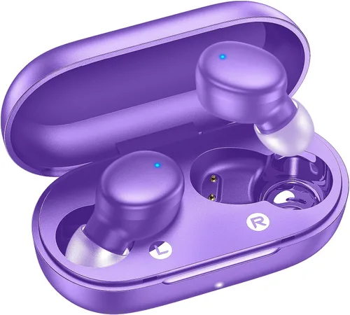 Vista 11 de Kurdene - Auriculares inalámbricos Bluetooth 5.3 ligeros Premium Sound Bass Ear buds with Charging Case,Smart Touch Control,Built in Mics Negro
