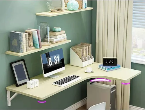 Vista 3 de Mesa plegable de pared flotante, multifunción, mesa de comedor para cocina, oficina en casa, escritorio de ordenador, mesa de aprendizaje, 10