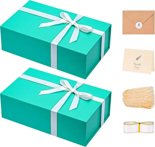 Vista 74 de LIFELUM Square Gift Box with Magnetic Lid, Card, Sticker, Ribbon, Shredded Paper Filler for Business, Wedding, Birthdays