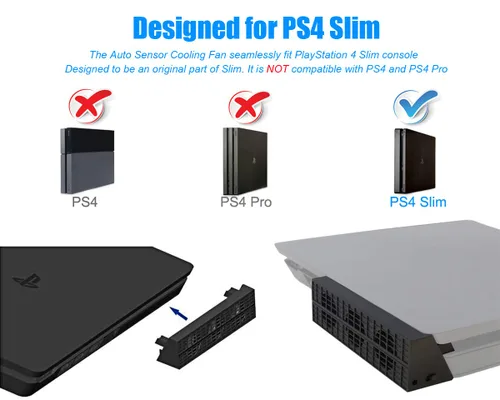 Vista 2 de ElecGear Ventilador de refrigeración automática para PS4 Slim enfriador USB externo con sensor de temperatura automático controlado radiador