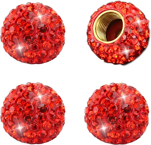 Vista 5 de Válvula de neumático de rueda de automóvil, paquete de 4 tapas de aire hechas a mano con diamantes de imitación de cristal, accesorios para Azul