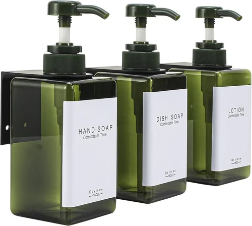 Vista 15 de Dispensador de champú y acondicionador para pared de ducha, 3 cámaras, dispensador de jabón de ducha cuadrado sin taladros, montaje en pared con 3