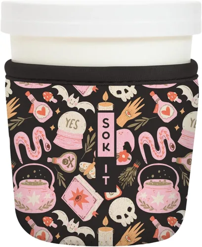 Vista 124 de Sok It IceCreamSok - Funda de neopreno aislada (flores abstractas, pintas de helado cónicas)