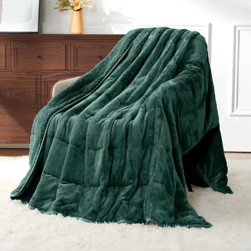 Vista 10 de Uttermara Mantas con peso para adultos, tamaño matrimonial, manta de 12 libras, 48 x 72 pulgadas con forro polar sherpa de felpa suave y cálida