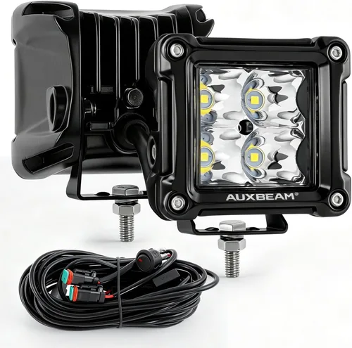Vista 16 de Auxbeam Serie FA, cubos LED de 3 pulgadas con DRL, 2 modos, haz puntual, luces todoterreno de 20 W, luces de conducción, luces de pilar A, luces