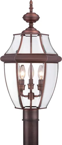Vista 12 de Quoizel Newbury - Farol de poste para exteriores, poste de lámpara de campo francés de peltre de 23 pulgadas, 3 luces, poste exterior para patio