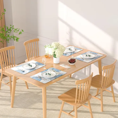 Vista 7 de QiyI - Juego de 4 manteles individuales de piel sintética de 12 x 18 pulgadas para cocina y comedor, resistentes al calor, antideslizantes