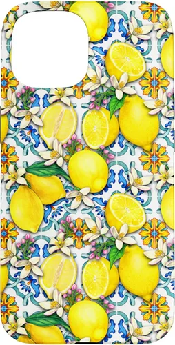 Vista 6 de Citrus Fruit Lemons Blue Tile Gardencore Farmcore Pattern Case for iPhone 17