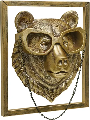 Vista 13 de Newinhome Paquete de 5 cabezas de animales para decoración de pared (marco de metal de regalo), esculturas de animales de resina, decoración